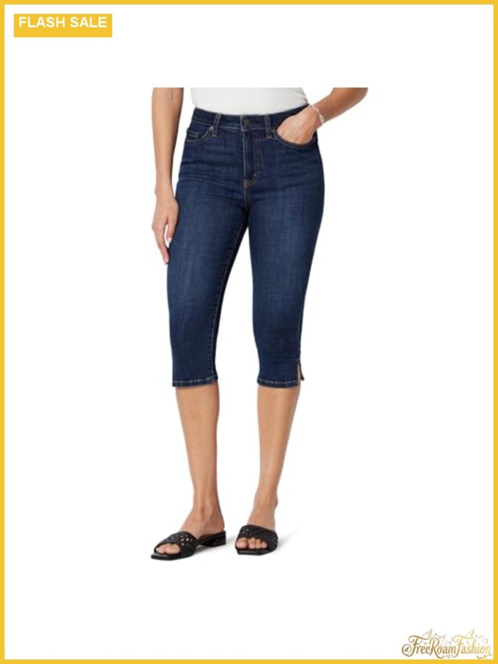 High-Rise Slim Fit Capris Denim Pedal Pusher Jeans Stretch Cotton